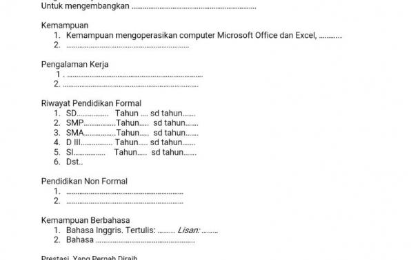 contoh daftar riwayat hidup